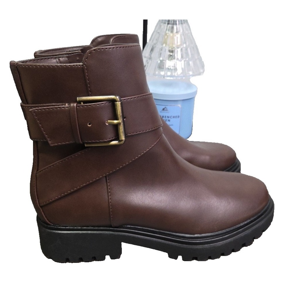 Unisa Unjezzo Brown‎  Womens Ankle Boots Zipper Buckle  Sz 8 NEW